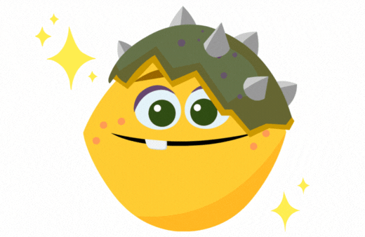 Yellow cartoon character named Kamus.
