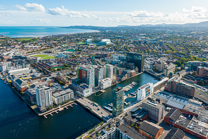 An aerial view of Dublin.