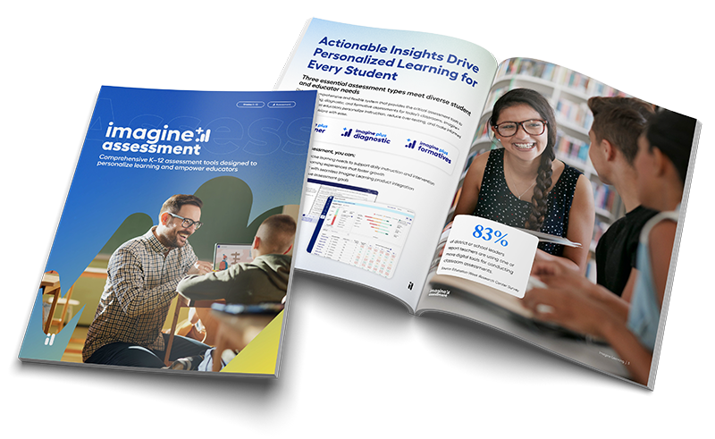 An image of the printed Imagine+ Assessment brochure lying on a flat surface.