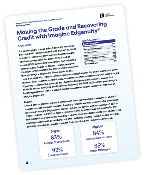 Cover page of an Imagine Edgenuity research paper