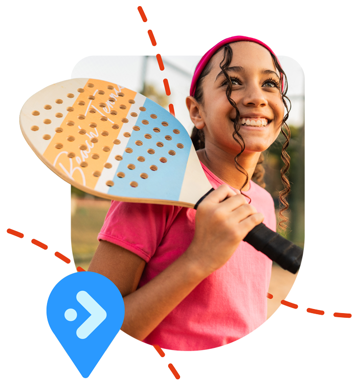 Girl holding a pickleball paddle